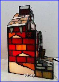 Christmas Fireplace with Stockings Tiffany Style Stained Glass Accent Lamp 18457