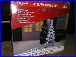 Christmas Light Up Tree LED Silver Ribbon All-Weather, Long Life NEW