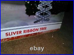 Christmas Light Up Tree LED Silver Ribbon All-Weather, Long Life NEW