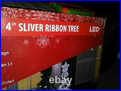Christmas Light Up Tree LED Silver Ribbon! New in Box All-Weather, Long Life