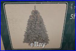Christmas Tree 5 FT PRE-LIT White and Silver Frasier Tree 250 Clear Lights New