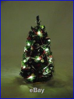 Christmas Tree 7 Lighted Silver/Red- 1/12 scale dollhouse miniature DHS4923
