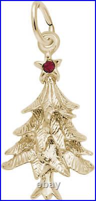 Christmas Tree Charm with Red Bead Rembrandt 10K or 14K Gold or 925 Silver