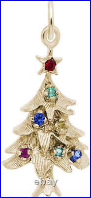 Christmas Tree Charm withLab-Created Beads Rembrandt 10K or 14K Gold or 925 Silver