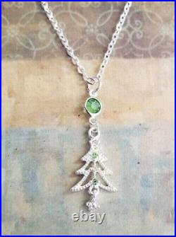 Christmas Tree Gift Pendant 2Ct Round Lab Created Emerald 14K White Gold Plated