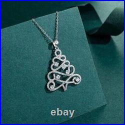 Christmas Tree Pendant Necklace Sterling Silver 2.00Ct Round Simulated Diamond