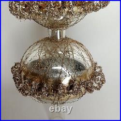 Christmas Tree Topper Wire Wrapped Gold Silver & Original Box 1940s Holiday