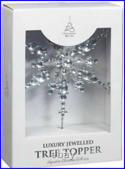Christmas World Luxury Jewelled Tree Topper Ideal For Xmas Tree Silver