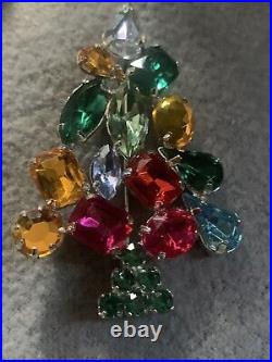 Christopher Radko Rhinestone Christmas Tree Pin Brooch