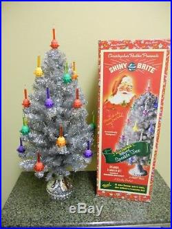 Christopher Radko SHINY BRITE Bubble Light Christmas Tree Silver Tinsel