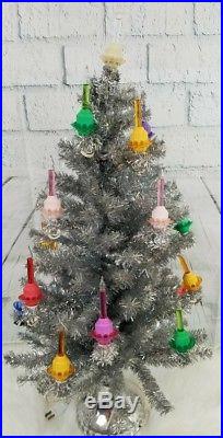 Christopher Radko Shiny Brite Silver Tinsel Bubble 20 Light Christmas Tree 34 in