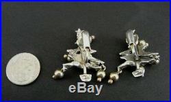 Cini Earrings Sterling Vintage Clip On Christmas Trees Silver 925 Balls Dangle