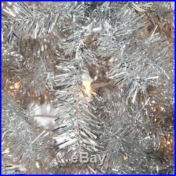 Classic Silver Tinsel Full Pre-lit Christmas Tree with Clear Lights