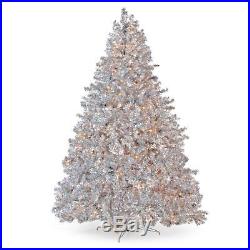 Classic Tinsel Full Pre-lit Christmas Tree with Clear Lights, 7.5 ft