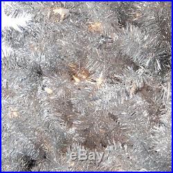 Classic Tinsel Full Pre-lit Christmas Tree with Clear Lights, 9 ft
