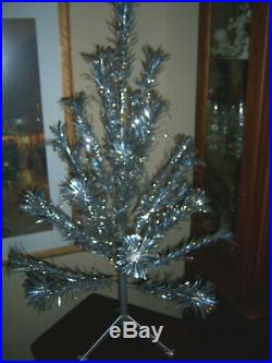Collector Vtg 3 Ft Neat Retro Silver Sprakler Stainless Aluminum Xmas Tree