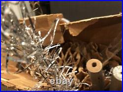 Consolidated Novelty Co. Mid Century Silver Christmas Tree 40 Branch 4 Ft In Box