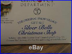 Dept56 55040 Silver Bell Christmas Shop Store Tree Lot Santa Sleigh Ride Village
