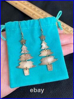 Designer James Avery 925 Sterling Silver Dangle Christmas Trees Winter Earrings