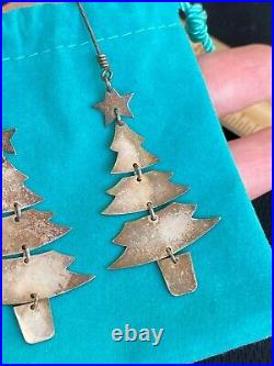 Designer James Avery 925 Sterling Silver Dangle Christmas Trees Winter Earrings
