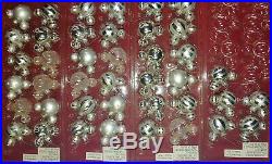 Disney Mickey Mouse Ears silver Glass Christmas Tree Ornament set of 41