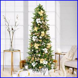 Easy Treezy 7.5 Foot Pre-Lit Douglas Fir Christmas Tree, Silver/Gold (Used)