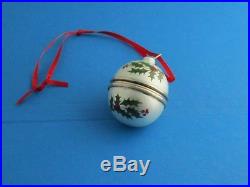 Enamled English Sterling Silver Ball Christmas Tree Ornament Ring Box