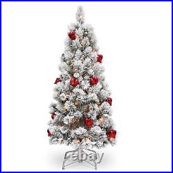 Ergode 4.5 ft. Snowy Bristle Pine Tree with Clear Lights