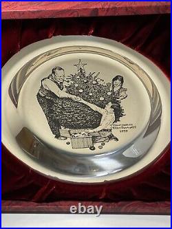 Franklin Mint 1973 Rockwell 6.5oz Sterling Silver Christmas Plate Trimming Tree