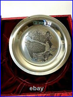 Franklin Mint 1973 Rockwell 6.5oz Sterling Silver Christmas Plate Trimming Tree