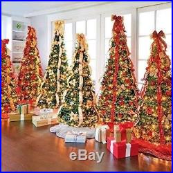 Fully Decorated 6Ft Christmas Pre-Lit Pull-Up Pop-Up Gold RED 6 F Tree-EASY SET