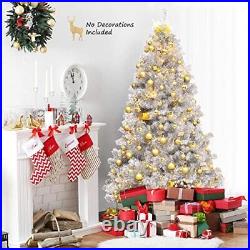 Generic CHEFJOY Silver Artificial Christmas Tree, Hinged Pine Tree with Solid