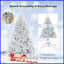 Generic CHEFJOY Silver Artificial Christmas Tree, Hinged Pine Tree with Solid