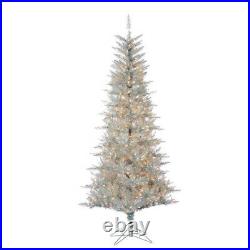 Gerson Company 7.5-Foot Silver Tuscany Tinsel Tree With 450 Clear Lights