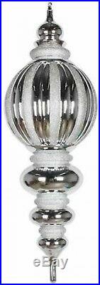 Glitter Finial Christmas Ball Ornament Decoration Silver Classy Style Display