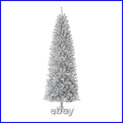 Glitz Design Glitzhome 7.5ft Silver Tinsel Artificial Christmas Tree