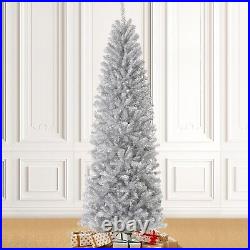 Glitz Design Glitzhome 7.5ft Silver Tinsel Artificial Christmas Tree