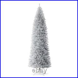 Glitz Design Glitzhome 9ft Silver Tinsel Artificial Christmas Tree (2014600100)