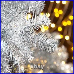 Glitzhome 7.5ft Silver Tinsel Artificial Christmas Tree 7.5 Feet Silver
