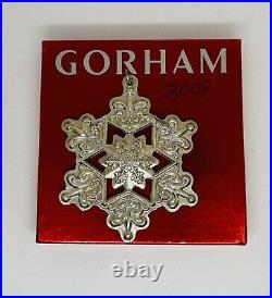 Gorham Sterling Silver Snowflake 2009 Christmas Tree Ornament Box & Pouch