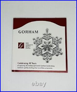 Gorham Sterling Silver Snowflake 2009 Christmas Tree Ornament Box & Pouch