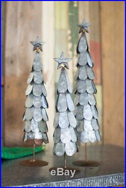 GwG Outlet Set of 3 Galvanized Trees with Star Finial NDE1114