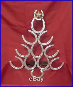 HANDCRAFTED SILVER HORSESHOE CHRISTMAS TREE WithLIGHTS NEW