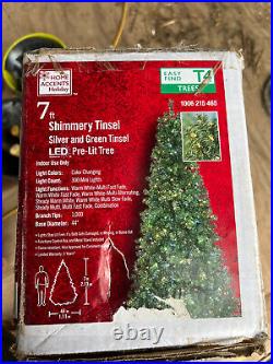 HOME ACCENTS 7-FT PRE-LIT Shimmery TinSell Christmas TREE