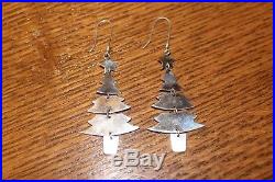 HTF Beautiful James Avery sterling silver long dangle Christmas tree earrings 3