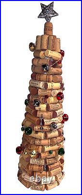 Handmade Of Wine Corks Table Top Christmas Tree With Fairy Lights