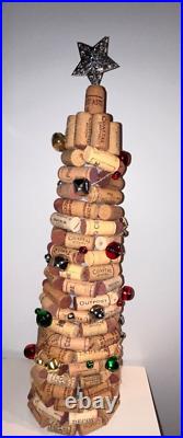 Handmade Of Wine Corks Table Top Christmas Tree With Fairy Lights