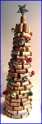 Handmade Of Wine Corks Table Top Christmas Tree With Fairy Lights