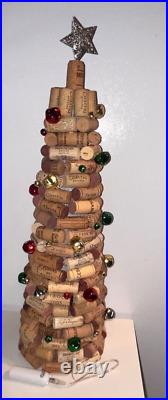 Handmade Of Wine Corks Table Top Christmas Tree With Fairy Lights