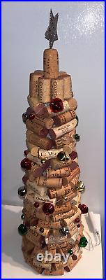 Handmade Of Wine Corks Table Top Christmas Tree With Fairy Lights